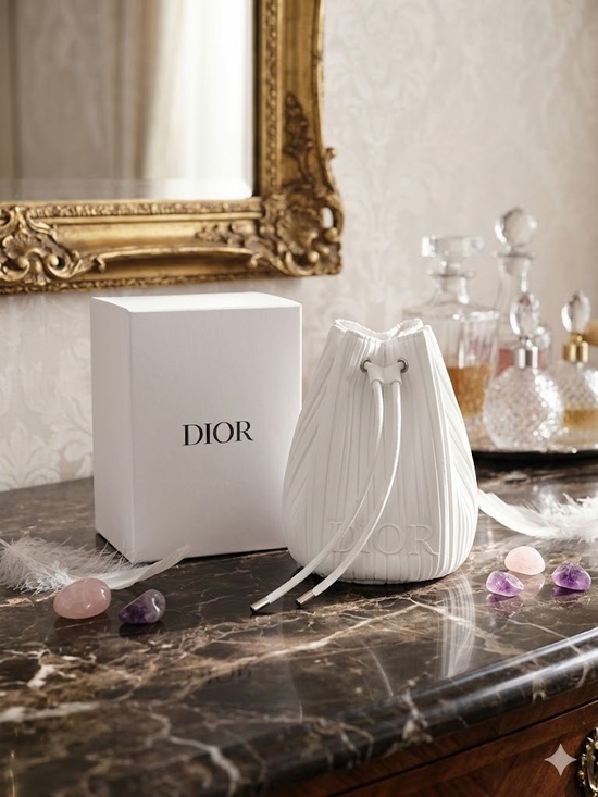 Dior Handbags - Dior White Pleated Bucket Pouch